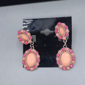 Pink and Peach Oval Drop Earrings - Women Jewelry